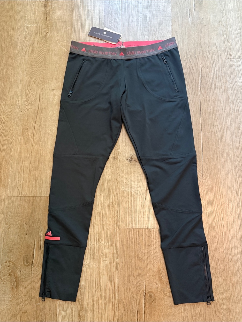 Adidas by Stella McCartney Black Joggers with Pink Trim NWT